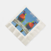 Rainbow-Lorikees, zwei auf einem Zweig Serviette (Ecke)