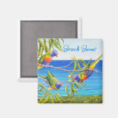 Rainbow Lorikeet Beachy Blue Art Magnet (Vorderseite/Rückseite)