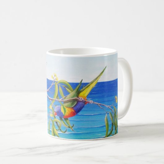 Rainbow Lorikeet Beachy Blue Australian Painting Kaffeetasse (VorderseiteRechts)