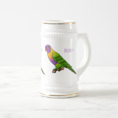 Rainbow-Lorikeet-Cartoon Bierglas (VorderseiteRechts)