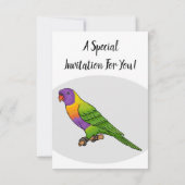 Rainbow-Lorikeet-Cartoon Einladung (Rückseite)