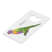 Rainbow-Lorikeet-Cartoon Geldbeutel Flaschenöffner (Vorderseite Schrägansicht)