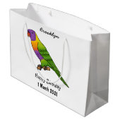 Rainbow-Lorikeet-Cartoon Große Geschenktüte (Rückseite Schrägansicht)