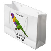 Rainbow-Lorikeet-Cartoon Große Geschenktüte (Vorderseite Schrägansicht)
