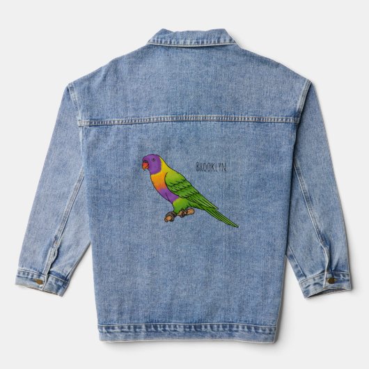 Rainbow-Lorikeet-Cartoon Jeansjacke (Rückseite)