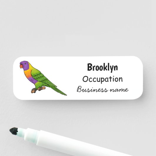 Rainbow-Lorikeet-Cartoon Namensschild (Beispiel)