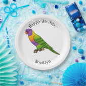 Rainbow-Lorikeet-Cartoon Pappteller (Party)