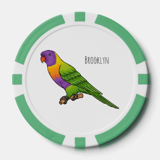 Rainbow-Lorikeet-Cartoon Pokerchips (Vorderseite)