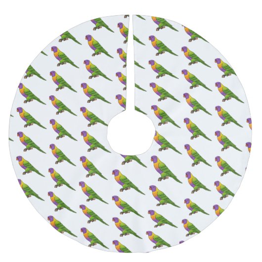 Rainbow-Lorikeet-Cartoon Polyester Weihnachtsbaumdecke (Vorderseite)