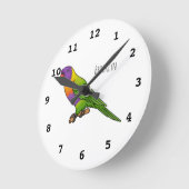 Rainbow-Lorikeet-Cartoon Runde Wanduhr (Winkel)
