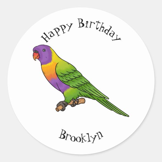 Rainbow-Lorikeet-Cartoon Runder Aufkleber (Vorderseite)