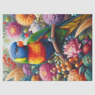 Rainbow Lorikeet mit Blume Decoupage Seidenpapier