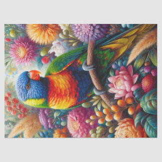 Rainbow Lorikeet mit Blume Decoupage Seidenpapier