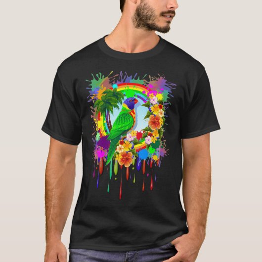 Rainbow Lorikeet Parrot Art T-Shirt (Vorderseite)