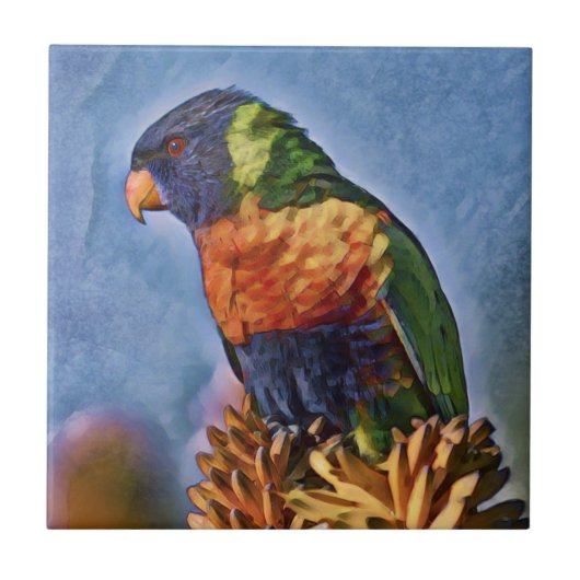 Rainbow Lorikeet Parrot Bird Fliese (Vorderseite)