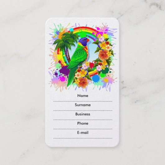 Rainbow Lorikeet Parrot Business Cards Visitenkarte (Vorderseite)