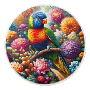 Rainbow Lorikeet Parrot mit bunten Blume Keramikknauf