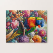 Rainbow Lorikeet Parrot mit bunten Blume Puzzle (Horizontal)