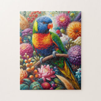 Rainbow Lorikeet Parrot mit bunten Blume Puzzle