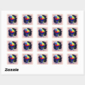 RAINBOW LORIKEET QUADRATISCHER AUFKLEBER (Blatt)