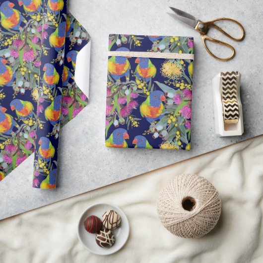 Rainbow Lorikeet Wrapping Paper Geschenkpapier (Kunsthandwerk)