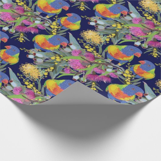Rainbow Lorikeet Wrapping Paper Geschenkpapier (Ecke)