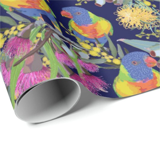Rainbow Lorikeet Wrapping Paper Geschenkpapier (Rolleneckpunkt)
