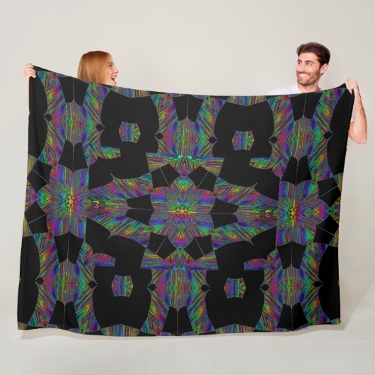 Rainbow Lotus in Black 1 Fleece Blankon (Beispiel)