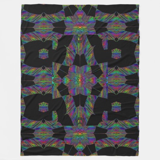 Rainbow Lotus in Black 1 Fleece Blankon (Vorderseite)