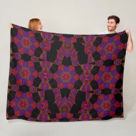 Rainbow Lotus in Black 2 Fleece Blankon