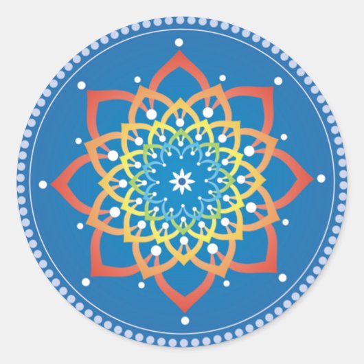 Rainbow Lotus Mandala Sticker (Vorderseite)