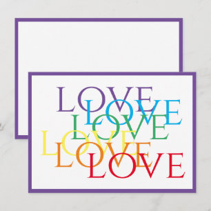 RAINBOW LOVE 4.5x6.25 Flachkarte / violett Mitteilungskarte