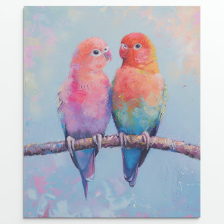 Rainbow Love Birds Decoupage Geschenkpapier