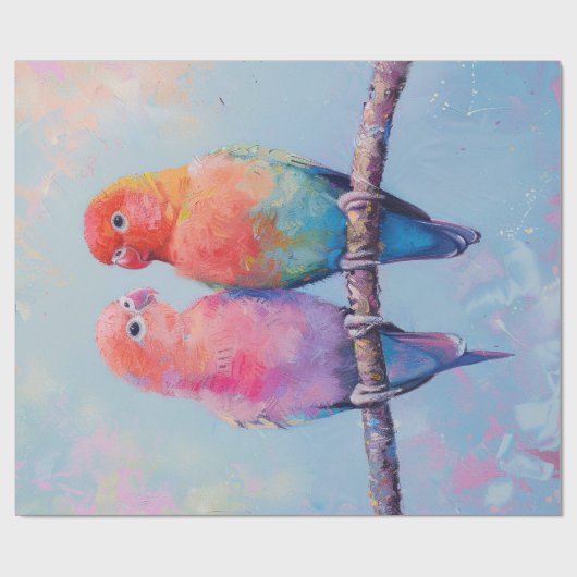 Rainbow Love Birds Decoupage Geschenkpapier (Flach)