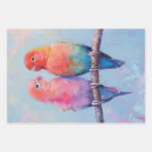 Rainbow Love Birds Decoupage Geschenkpapier Set (Vorderseite)
