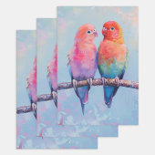Rainbow Love Birds Decoupage Geschenkpapier Set