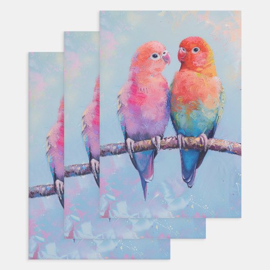 Rainbow Love Birds Decoupage Geschenkpapier Set