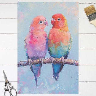 Rainbow Love Birds Decoupage Seidenpapier
