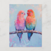 Rainbow Love Birds Postkarte (Vorderseite)