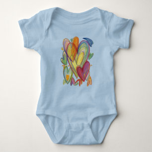 Rainbow Love Hearts Art Custom Bodysuit Baby Strampler