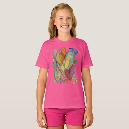 Rainbow Love Hearts Art Custom T - Shirt (Vorne ganz)