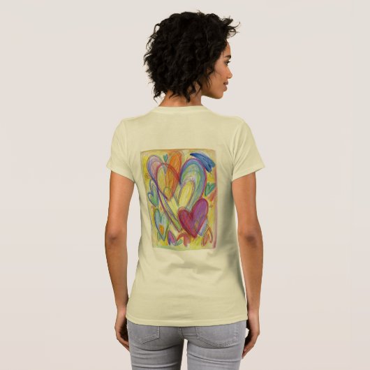 Rainbow Love Hearts Art Custom T - Shirt (Schwarz voll)