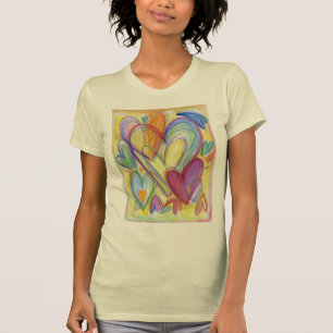 Rainbow Love Hearts Art Custom T - Shirt