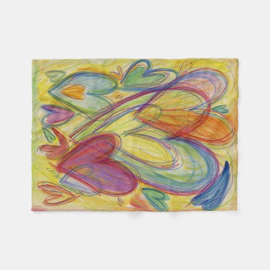 Rainbow Love Hearts Soft Fleece Throw Blankets (Vorderseite (Horizontal))