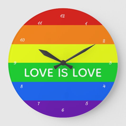 Rainbow Love is Love Gay Pride LGBTQ Beautiful Große Wanduhr (Vorderseite)