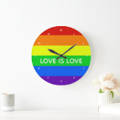 Rainbow Love is Love Gay Pride LGBTQ Beautiful Große Wanduhr (Zuhause)