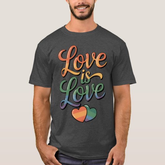 Rainbow Love Is Loveypography Design retro T-Shirt (Vorderseite)