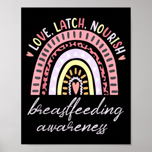 Rainbow Love Latch Nourish Breastfeeding Awareness Poster (Vorne)
