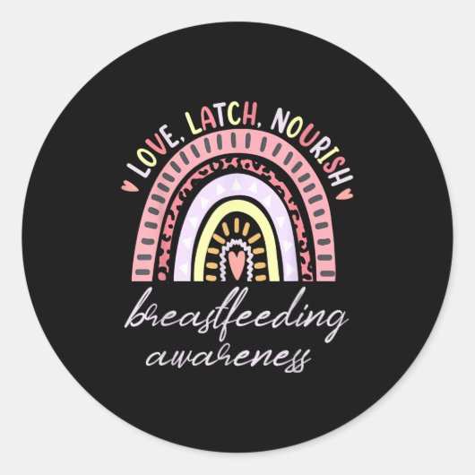 Rainbow Love Latch Nourish Breastfeeding Awareness Runder Aufkleber (Vorderseite)