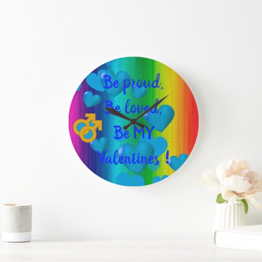 Rainbow Love Man Große Wanduhr (Zuhause)